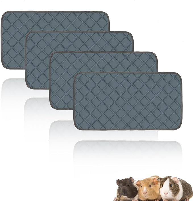 4 Pack Guinea Pig Cage Liners Washable Guinea Pig Bedding Reusable Waterproof Super Absorbent Guinea Pig Pee Pads Anti Slip Mat for Small Animals Rabbit Hamster Rat -28 x 14 Inch-PawvioPets