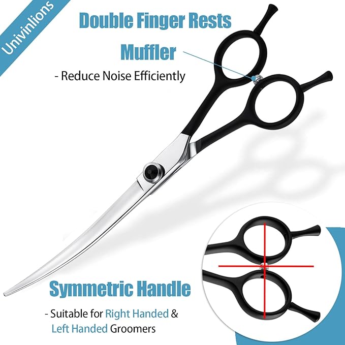 Dragon Creek 7" Upward Curved Dog Grooming Scissors - Safety Shears for Face & Paws Trimming - Black-PawvioPets