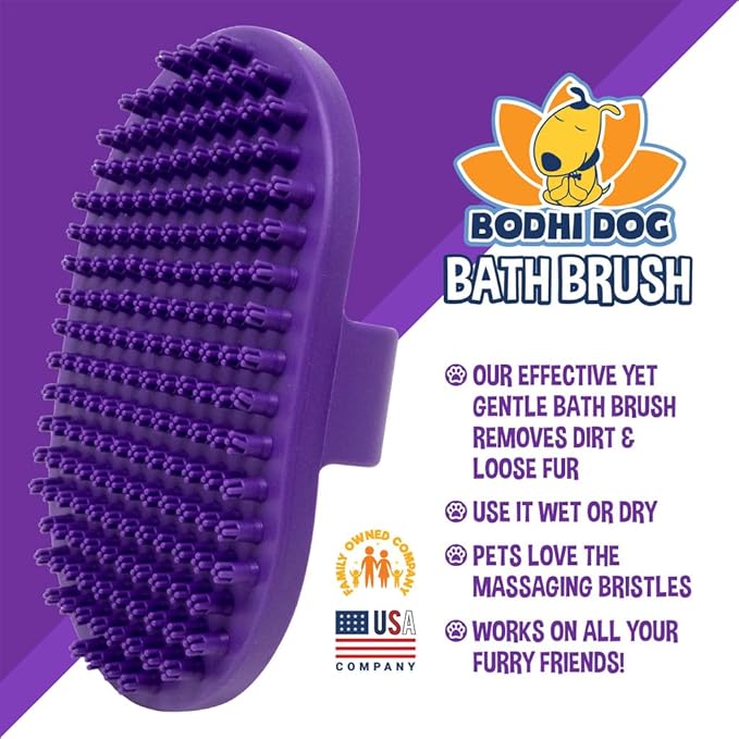 Bodhi Dog Shampoo Brush - Pet Grooming & Bath Supplies for Dogs and Cats - Bath Brush for Long & Short Hair - Premium Scrubber for Shower, Bathing & Massage (One Pack, Purple)-PawvioPets