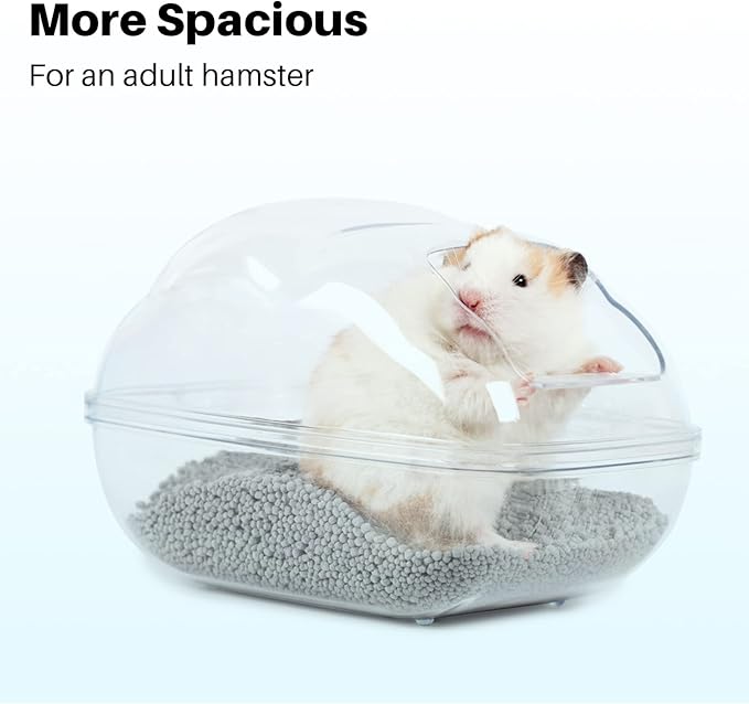BUCATSTATE Sand Bath Container for Hamster Large Transparent Hamster Toilet with Scoop Dwarf Sandbox Dust Bathtub Small Animals Bathroom Hamster Cage Accessories (Transparent, Large)-PawvioPets