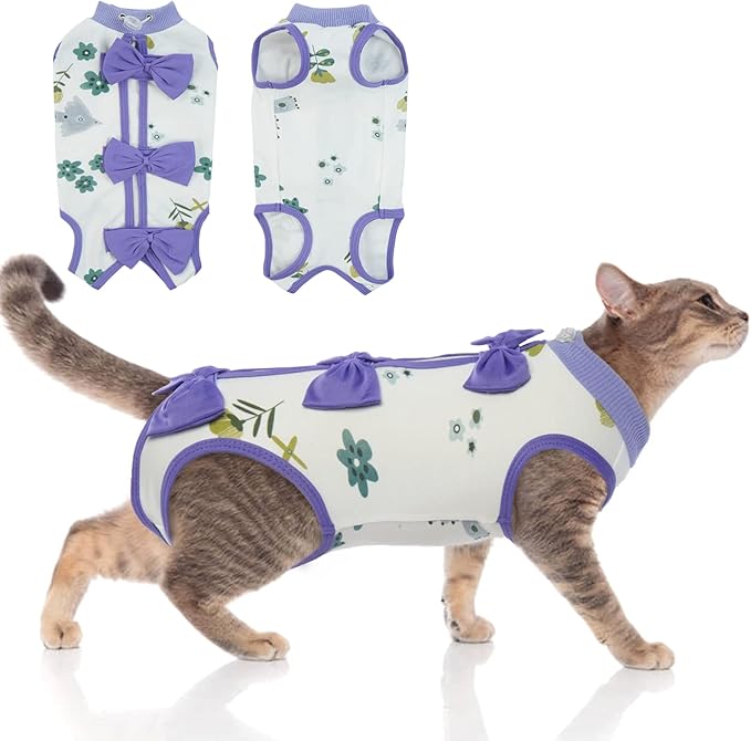 DENTRUN Cat Surgery Recovery Suit Anti Licking Spay Snuggly Vest, Pet Surgical Recovery Shirt After Surgery for Male Female Cat Small Dog Cone E-Collar Alternative-PawvioPets