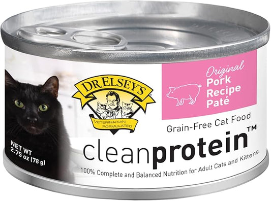 Dr. Elsey's cleanprotein Original Pork Recipe Wet Cat Food, (Pack of 24), 2.75oz Cans-PawvioPets