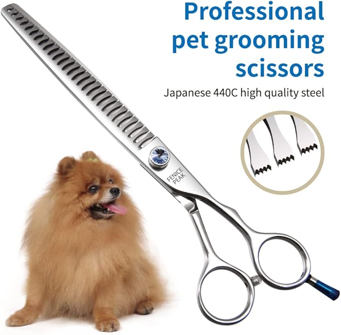 Fenice Professional 7/7.5/8 Pet Grooming Scissors Thinning Cutting Shears for Dog s/Cats Thinning Rate:70-80% (7.5 inch)-PawvioPets