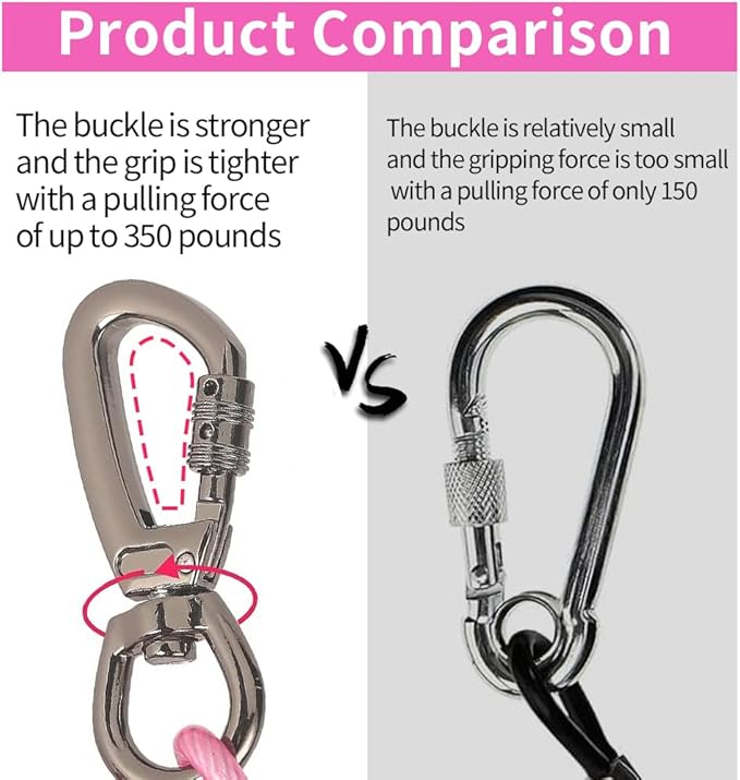 Dog tie Out Cable, 10/20/25/30/50/70/100 feet, Suitable for Dogs up to 350 pounds, Dog Cable with Swivel Buckle, Lightweight, Non-Winding, for Outdoor Camping, Yard Dog Cable (Pink, 100FT)-PawvioPets