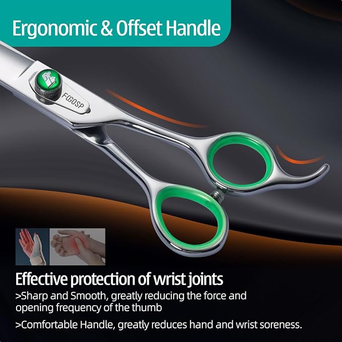 7'' Straight Dog Grooming Scissors Professional Grooming Shears for Dogs Cat Pet Japan 440C Stainless Steel Dog Cutting Scissors for Grooming Right Handed-PawvioPets