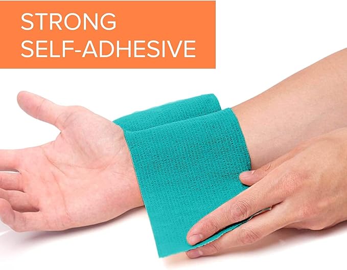 California Basics, Self Adhesive Bandage Wrap, 2 Inch by 5 Yards Non Woven Cohesive Bandage Rolls, 24 Pack, Vet/Stretch Wrap, Multi Colored Neon Medical Athletic Tape for Wrist, Waterproof-PawvioPets