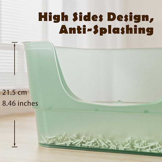 Extra Large Cat Litter Box with Clear Jelly Color,High Sided Litter Box for Big Cats,XL Cat Litter Box for Multiple Cats,Jumbo Cat Litter Box,Giant Kitty Litter Box,Anti-Splashing,Easy to Clean-PawvioPets