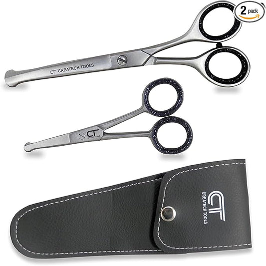 CT Pet Cat Dog Grooming Scissors Kit - 6 & 4 inch Hair Cutting Scissors Set, Japanese Stainless Steel Curved Blades with Safety Round Tips for Your Beloved Pets-PawvioPets