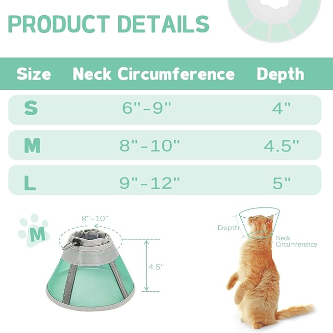 Cat Cone Collar Soft, Cat Recovery Collar for Large Medium Small Cats Kittens, Pet Cone Alternative After Surgery-PawvioPets