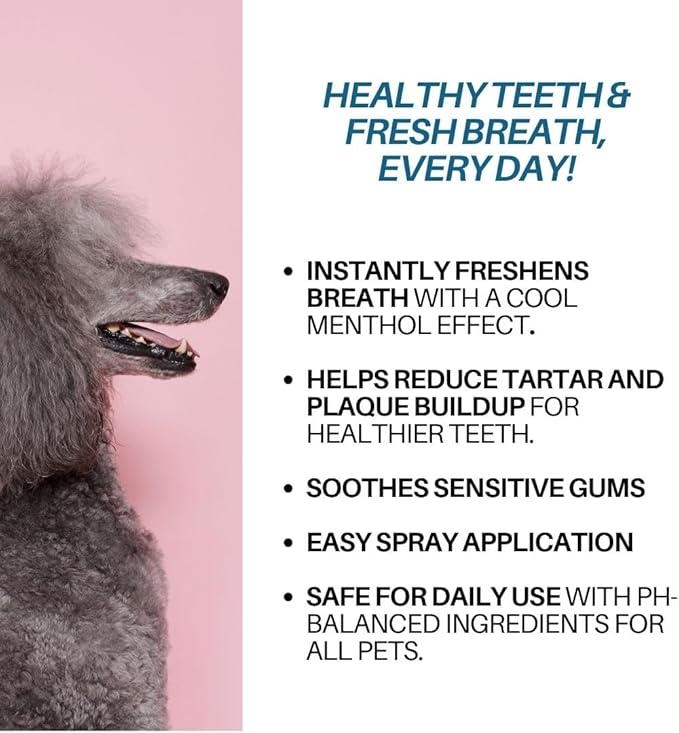 Dog Breath Freshener, 8 oz - Fights Plaque, Tartar & Bad Breath - Gentle Gum Care & pH Balance - Dog Dental Care for Cat and Dog - No-Brush Solution-PawvioPets