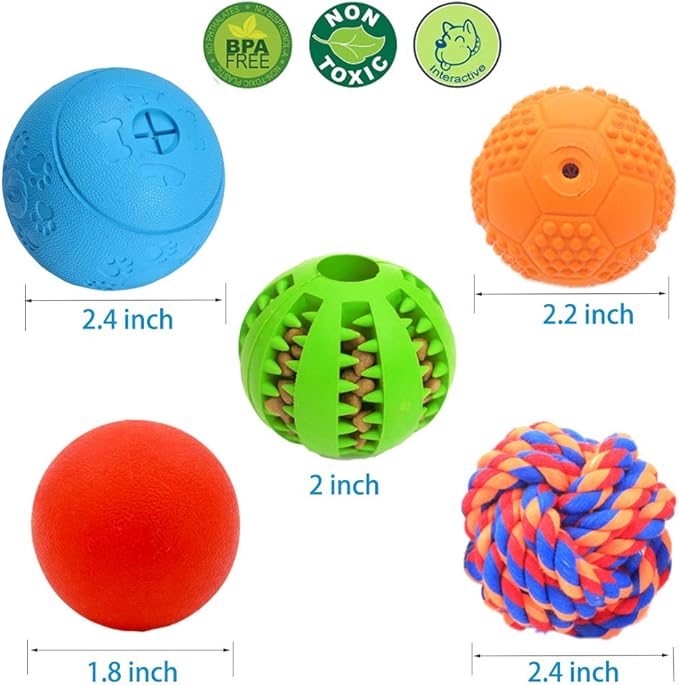 5 Different Functions Interactive Dog Toys for Puppies, Puppy Puzzle Toys for Small Dogs, Dog Balls for Small Dogs, Treat Dispensing Dog Toys, Squeaky Ball, Small Breed-PawvioPets