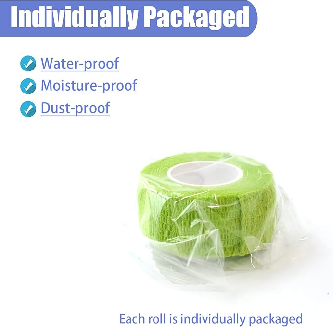 9 Pack 1" x 5 Yards Self Adhesive Bandage Wrap Self Stick Wrap for Ankle, Wrist, Finger, Sports, Breathable Cohesive Vet Tape for Pets (Grass Green)-PawvioPets