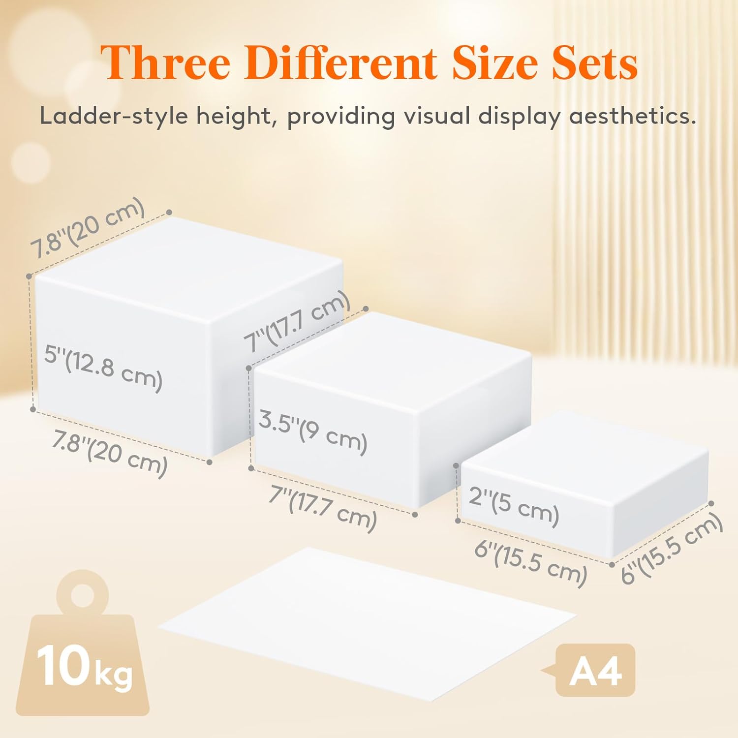 Lifewit Buffet Risers and Stands Up to 7.8", Food Risers for Buffet Table, Catering Dessert Cake Stand for Party, Collectibles Jewelry Display Stand, White Cube Boxes Nesting Risers, 12 PCS