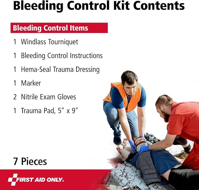 First Aid Only 91512 Critical Essentials Bleeding Control Kit for Limb Wounds, 7 Pieces-PawvioPets
