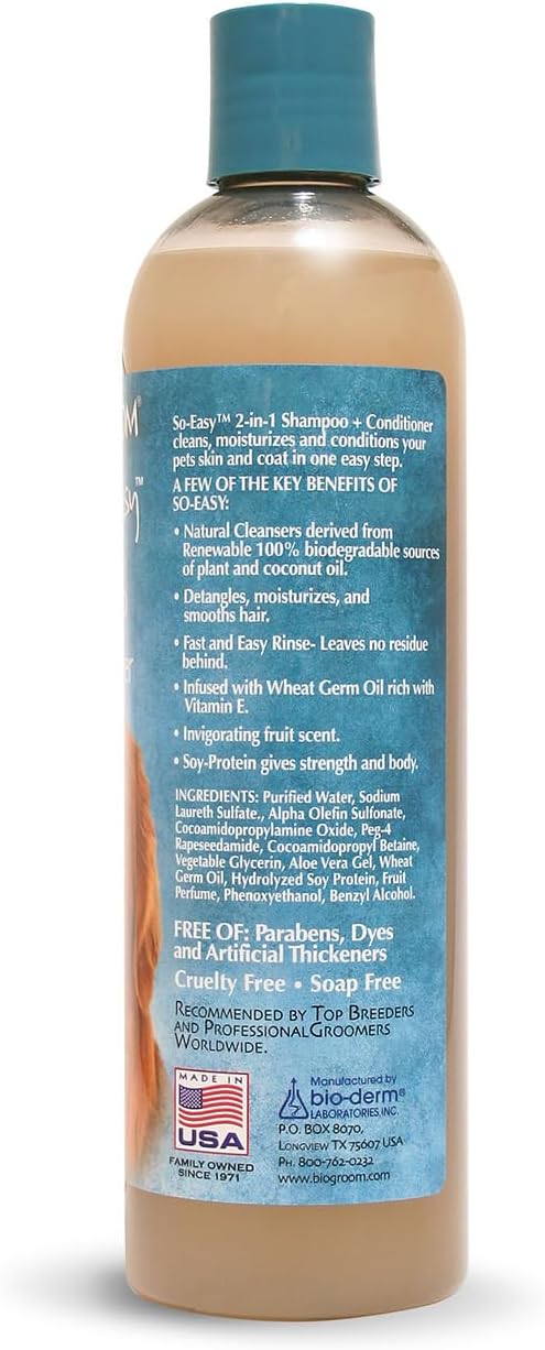 Bio-groom So Easy 2 in 1 Shampoo & Conditioner - Dog & Puppy Shampoo and Conditioner, Detangling Dog Wash for Grooming, Soap Free, 12:1 Concentration - Tropical Fruit Scent, 12 fl oz-PawvioPets