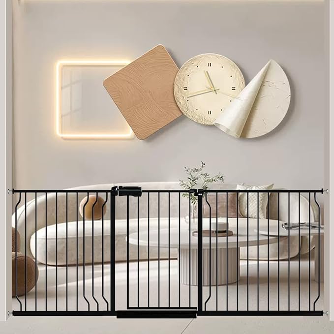 Fairy Baby Extra Wide Baby Gate 76.3-81.1 Inch Wide, Walk Through Pressure Mounted No Drill, Long and Large Tension Gate for Pet and Kids-PawvioPets