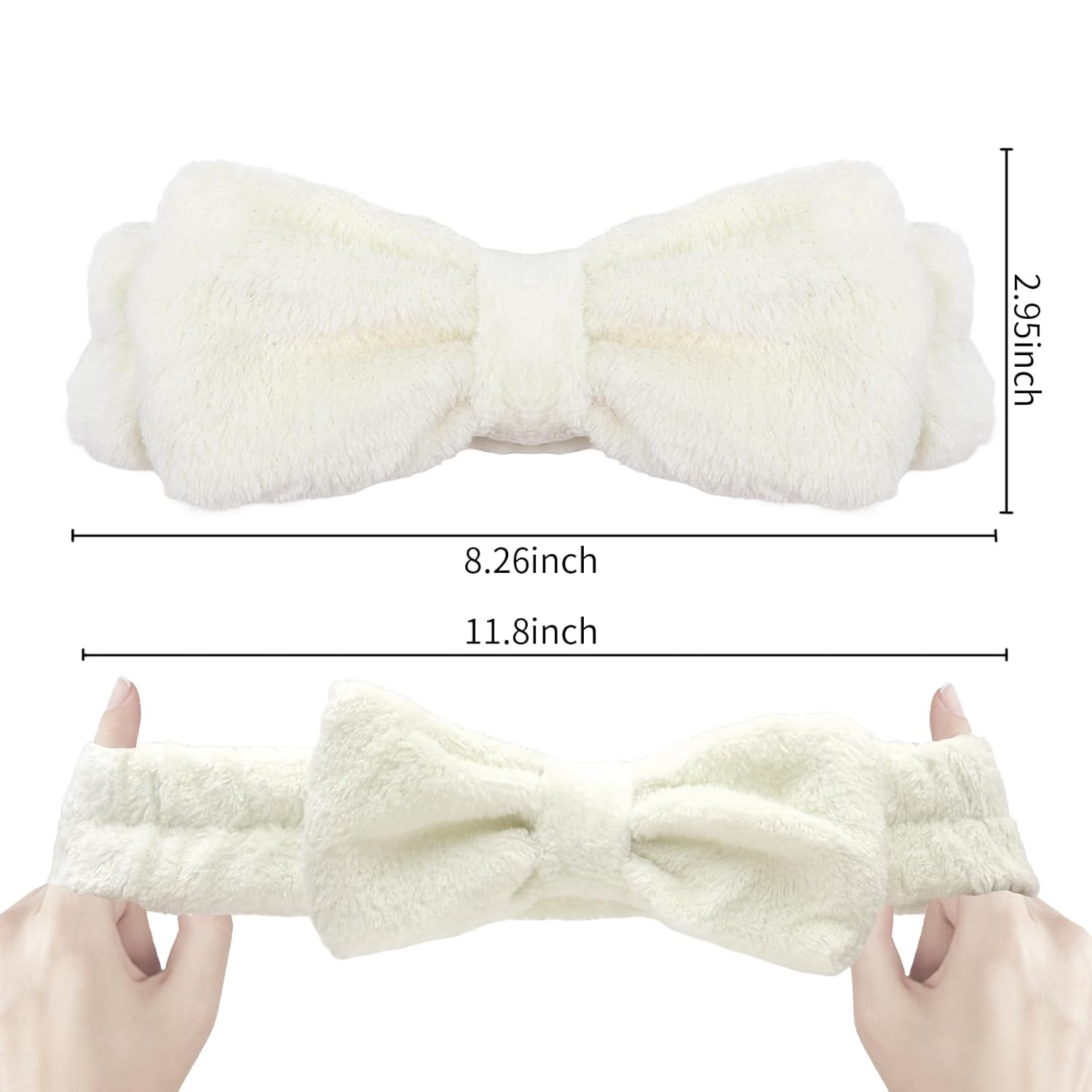 Semato 8 Pcs Creamy White Spa Headband Bachelorette Party Favor Set Skincare Headbands for Women Gifts and Party Supplies (creamy white)