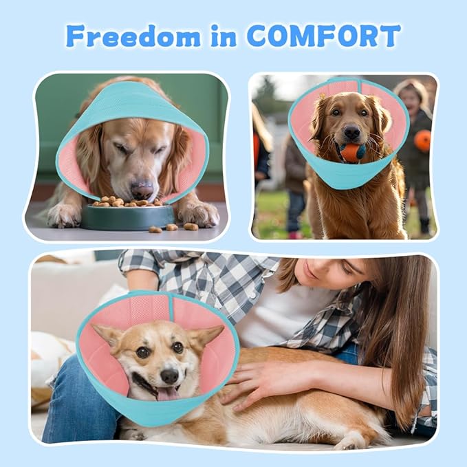 Dog Cone Soft Recovery Collars & Cones After Surgery for Medium Large Dogs, Comfy Ecollars to Stop Licking, Adjustable, Dog Ecollars for Recovery Fabric: Soft Comfort, Ecollars of Shame Alternatives-PawvioPets