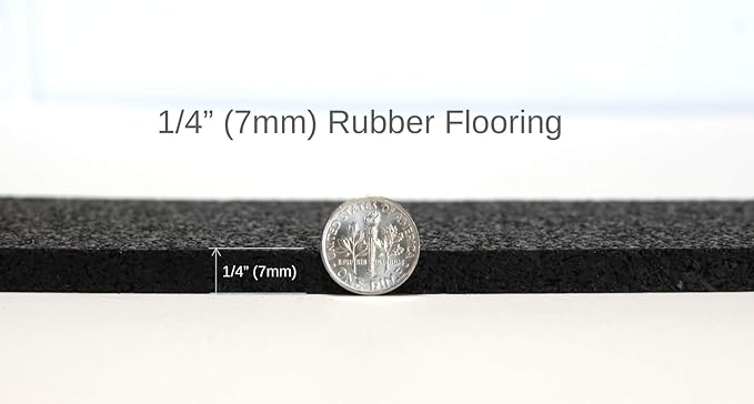 American Floor Mats 1/4in (7mm) Thick Solid Black 4' x 15' Heavy Duty Rubber Rolls, Protective Exercise Mats, Home Gym Rubber Flooring-PawvioPets