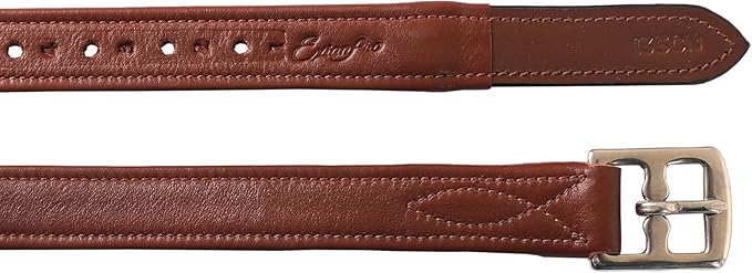 Exion FlexiStrong Stirrup Leathers for English Saddle | Ultra-Soft Cow Calfskin with Nylon Core | 1” Wide Stirrup Leathers for Daily Use | Sizes 48" to 62" | Black, Brown-PawvioPets