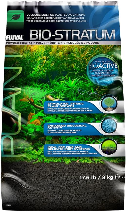Fluval 12698 Natural Mineral-Rich Volcanic Soil Bio Stratum for Planted Tanks, 17.6 lbs. - Aquarium Substrate for Healthy Plant Development, Growth, and Color-PawvioPets