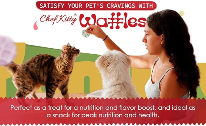 Freeze Dried Chicken Cat & Dog Waffle Treats - Made with Human Grade Chicken Breast & Liver - 5 Natural Flavors - Healthy, Tasty, Dry Food for Indoor Cats, Dogs - Inspected & Tested in USA-PawvioPets
