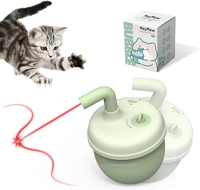 Automatic Laser Cat Interactive Toy - Self-Balancing 360° Auto-Spin Laser Pointer with Catnip Hole, Triple-Sensory – Kitten Sight, Smell & Touch, Boredom Relief Toys for Indoor Adult Cats-PawvioPets