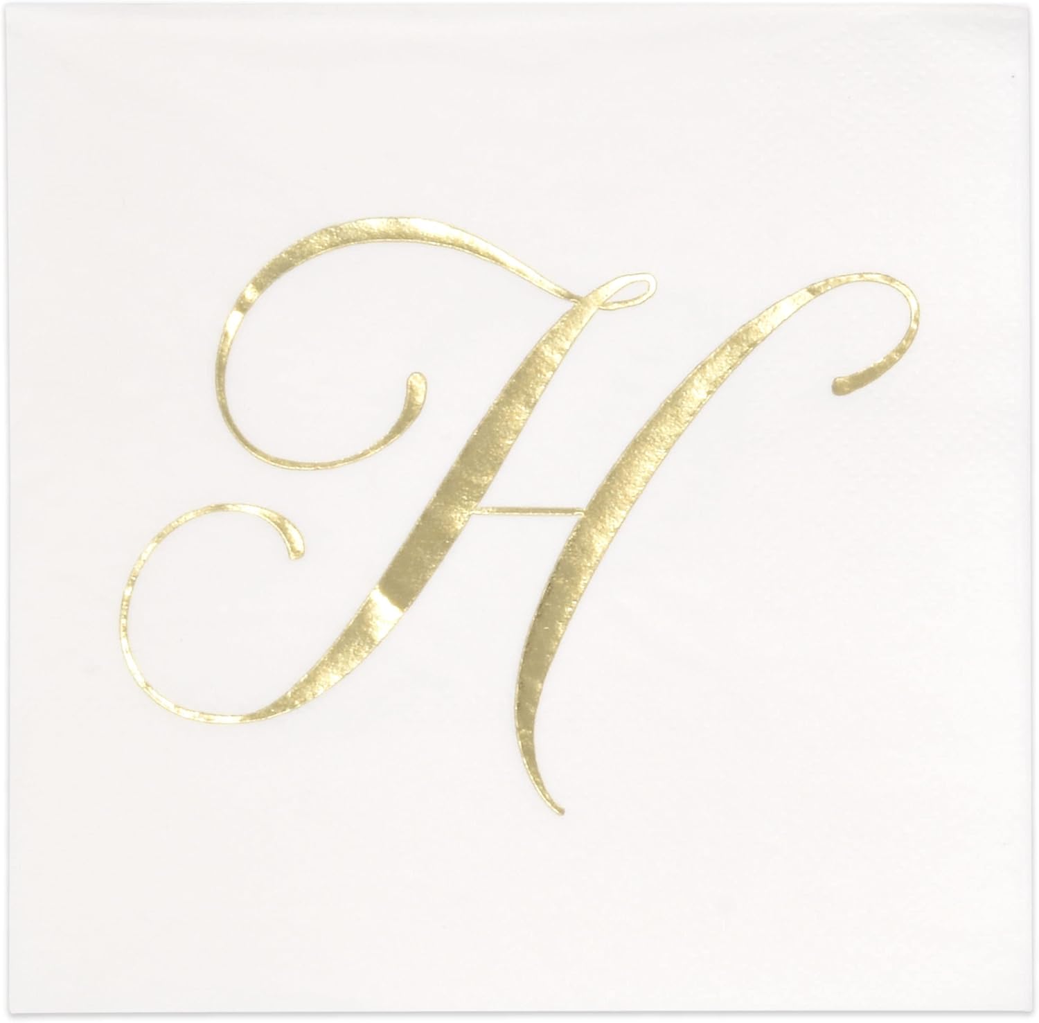 Gift Boutique 100 Gold Monogram Cocktail Napkins Letter H Disposable Paper Pack Elegant Metallic Golden Foil Hand Napkin for Powder Room Wedding Holiday Birthday Party Baby Shower Decorative Towels