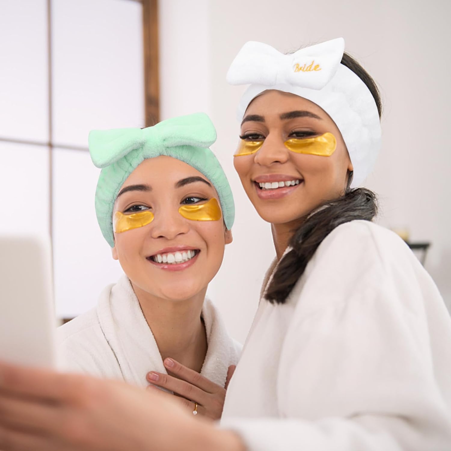 Semato Bachelorette Party Favor Set - Bride & Bridesmaid Spa Headbands (1 bride+ 7green)