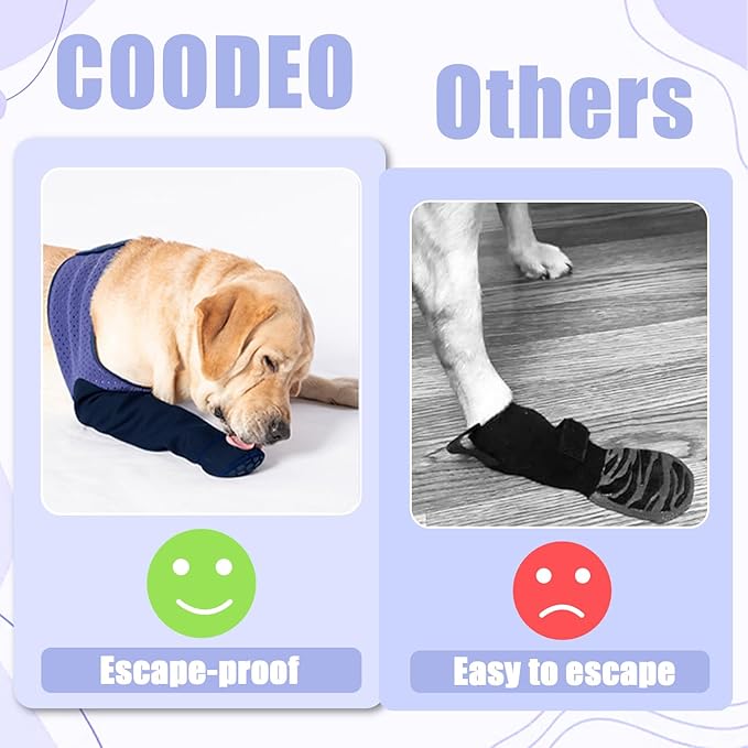 COODEO Dog Socks to Prevent Licking Paws, Healing Boots & Paw Protectors with Non-Slip Bottoms for Wound Protection, Waterproof Sleeve Shoes for Licking（Purple，M_Right-PawvioPets