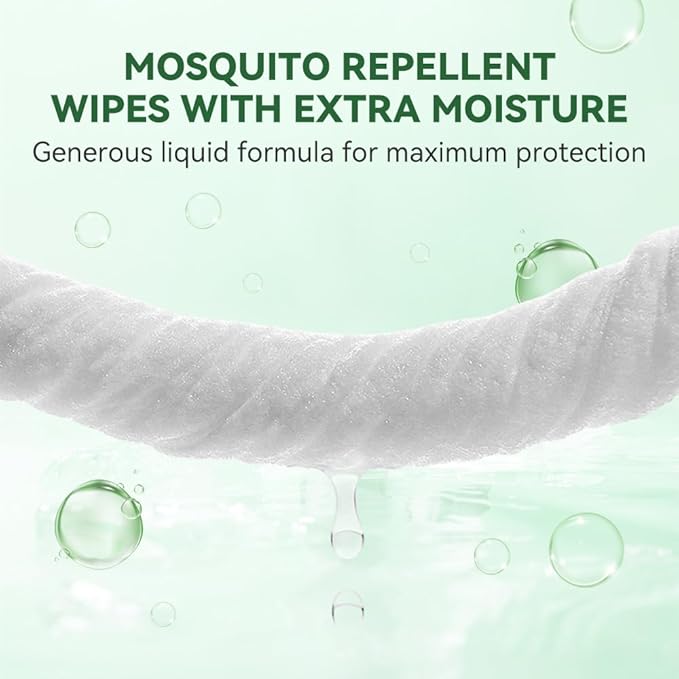 60 PCS Mosquito Repellent Wipes, Individually Wrapped Insect Repellent Wipes Made of Natural Plant-Based Essential Oils, Safe & Effective Insect Protection Perfect for Outdoor Activities, Long-Lasting-PawvioPets