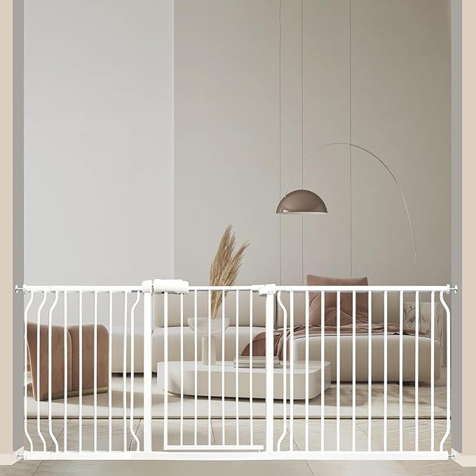 Extra Wide 76.4-81 Inch Large Baby Gates for Stairs, Doorways - No Drilling, Pressure Mounted Pet Gates for Kids & Dogs-PawvioPets