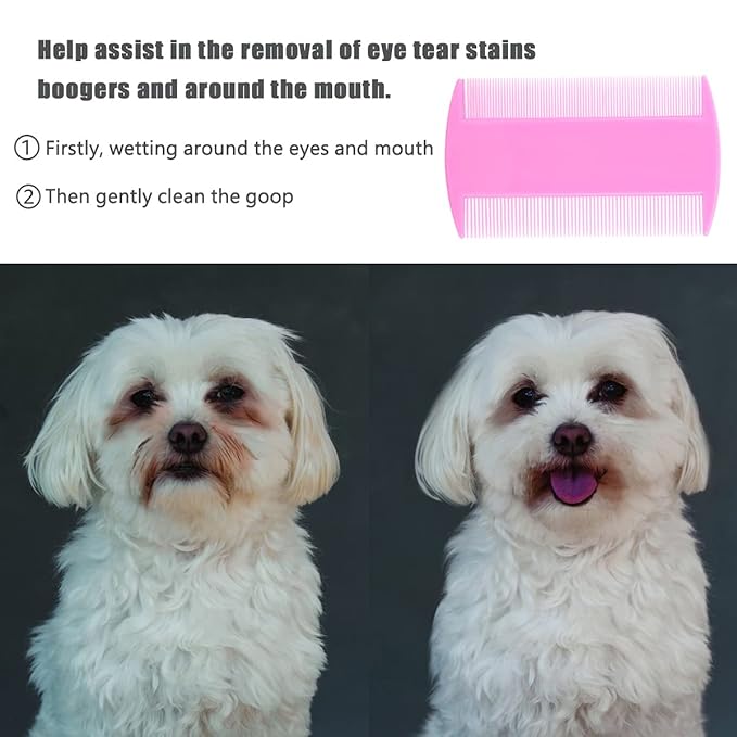 Cat & Dog Grooming Set - Fine Tooth Comb For Grooming And Removing Dandruff Flakes Remove Float Hair Tear Marks (pink)-PawvioPets
