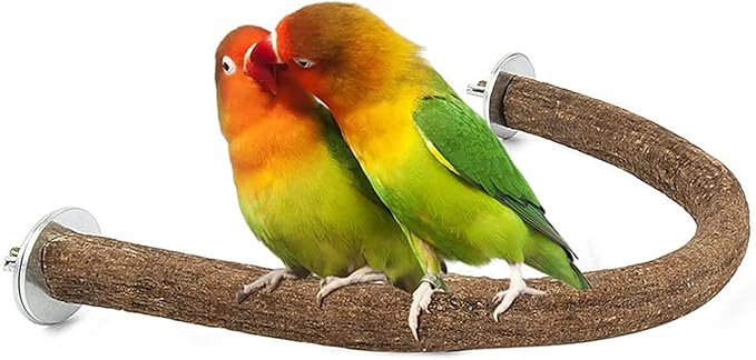 Allazone Bird Natural Wood Stand Perch Swing U Shape Natural Parrot Perch Bird Stand Pole for Parakeet, Conure, Cockatiel, Budgie, Lovebirds-PawvioPets