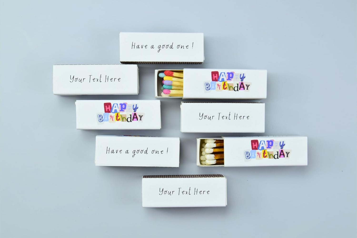 Customizable Birthday Matchboxes – Set of 10 – Fun Birthday Design – Colorful Matchsticks – Perfect for Birthday Favors (2" Matchsticks, Birthday #1)