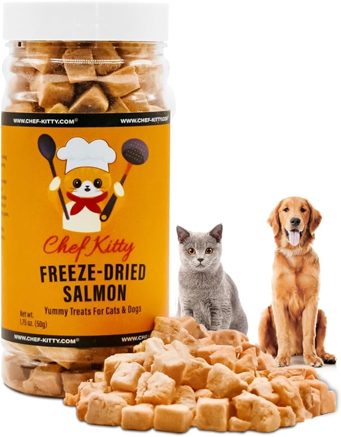 Freeze-Dried Salmon Treats for Cats & Dogs – 100% Wild Caught, Single Ingredient, High-Protein, Healthy Snack – No Additives or Preservatives – 1.4oz - Inspected & Tested in USA-PawvioPets