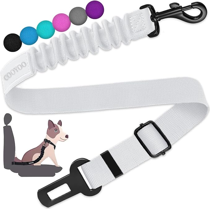 COOYOO Dog Seat Belt, Durability Retractable Dog Car Harness Adjustable Dog Seat Belt for Vehicle Nylon Pet Safety Seat Belts Heavy Duty & Elastic-PawvioPets