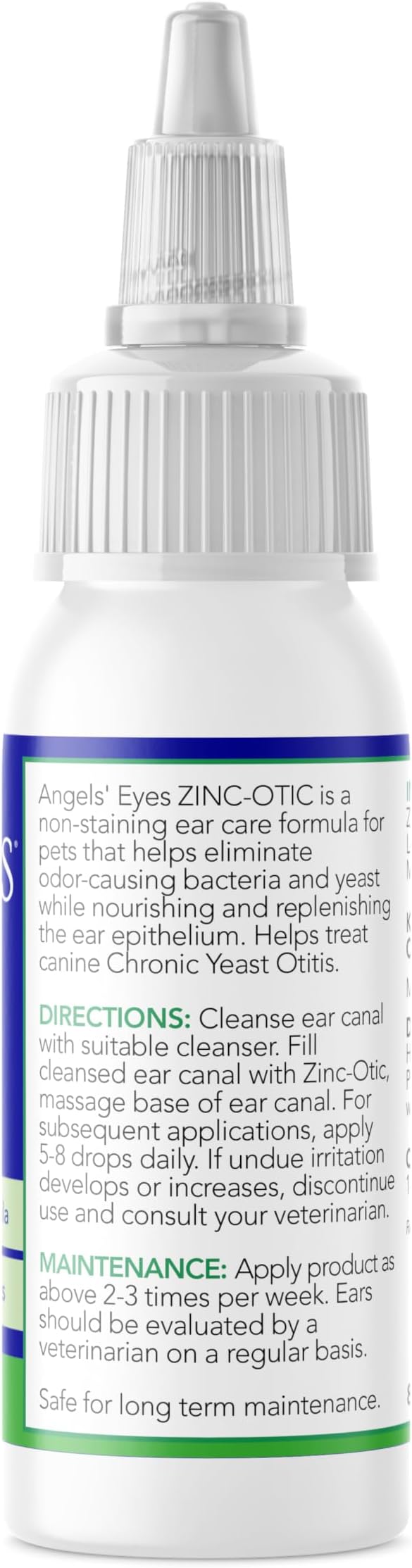 ANGELS’ EYES Zinc-Otic Ear Relief Treatment for Dogs and Cats Soothe Ear Infections Calm Itchy Inflamed Ears Natural BA and Zinc Formula 1 Ounce-PawvioPets