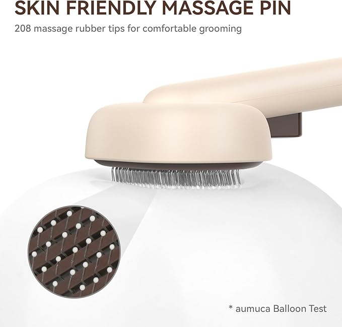 Aumuca Cat Brushes for Indoor Cats Dog Hair Brush for Shedding Long or Short Haired Cats Grooming Deshedding Brush for Dog Kitten Horse Massage Removes Loose Fur, Brown-PawvioPets