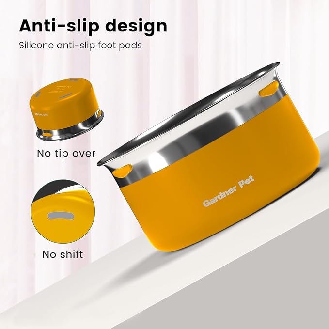 Gardner Pet Dog Bowls 1 Gallon (3.85L) Stainless Steel No Spill Dog Water Bowl, Slow Water Feeder Metal Bowls, Spill Proof Water Dispenser for Large Dogs, Promotes Healthy Hydration-PawvioPets