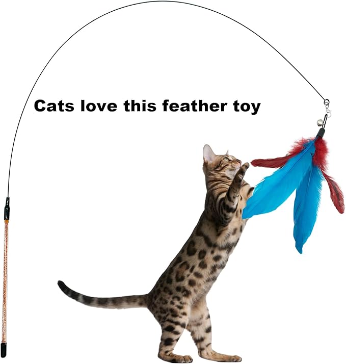 Cat Feather Toys Refills, 10 Pieces Interaction Cat Wand Replacement Feathers Toy for Indoor Cats-PawvioPets