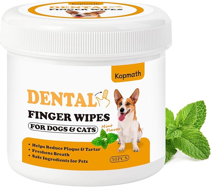 Dog Teeth Cleaning Wipes, Wider Dog Dental Wipes for Teeth, Reduce Plaque & Tartar, Freshen Breath,Safe& Natural Pet Dental Finger Wipes for Dogs Cat, Dog Tooth Wipes Finger,50 Ct, Mint Flavor-PawvioPets