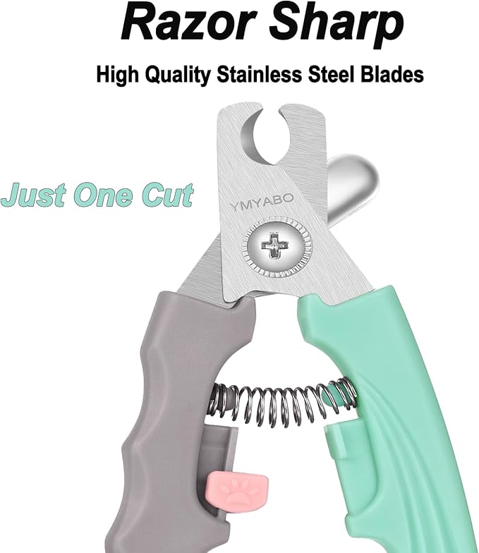Dog Nail Clipper,Pet Nail Trimmers Safety Guard to Aviod Over Cutting,Puppy Cat Claw Trimmer,with Free Dog Comb & Nail File, Sharp Grooming Clipper, Great for Thick Toenail, Green-PawvioPets