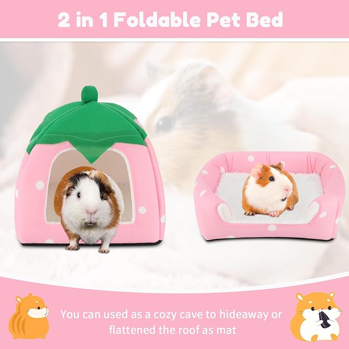 BWOGUE Guinea Pig House Bed Cozy Hamster Cave Large Hideout for Dwarf Rabbits Hedgehog Bearded Dragon Winter Nest Hamster Cage Accessories-PawvioPets