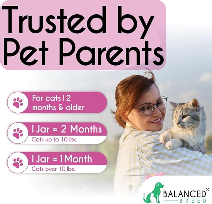 Balanced Breed L-Lysine Cats Immune Support Soft Chews Made in USA Vet-Pharmacist Approved Seasonal Allergy Relief Cat Vitamins Indoor Cats Supplements Krill Oil Asthma Relief Cat Lysine Treats NonGMO-PawvioPets