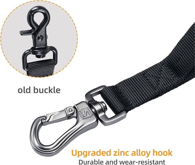 EXCELLENT ELITE SPANKER Tactical Bungee Dog Leash Military Adjustable Dog Leash Quick Release Elastic Leads Rope with 2 Control Handle(Black-PawvioPets