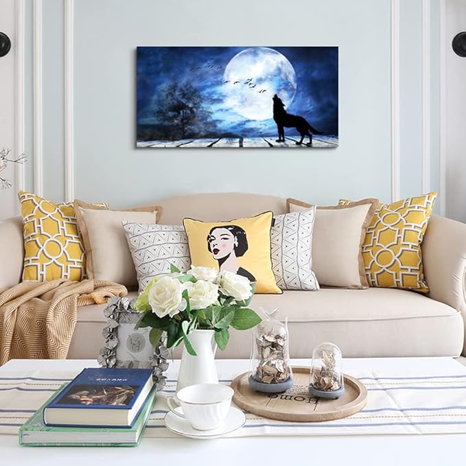 Canvas Wall Art For Bedroom Wall Decoration For Living Room Large Size Luminous Scenery Wolf Wall Decor Pictures Artwork Painting Modern Office Canvas Art Prints Room Decor Ready To For Home Decor-PawvioPets