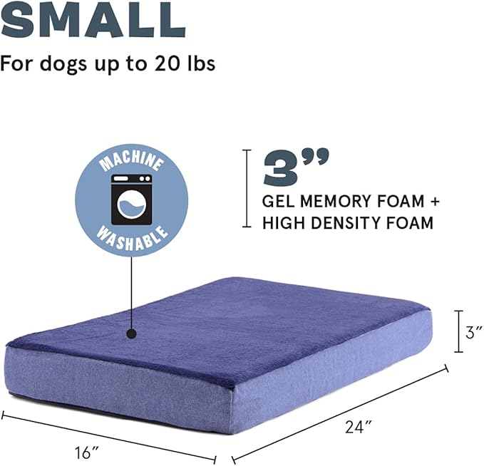 Barkbox Orthopedic Dog Bed | Comfortable Memory Foam Mattress for Joint Relief | Head and Neck Support Waterproof with Non Skid Bottom | Calming Durable Bed with Washable Cover | Small, Navy-PawvioPets
