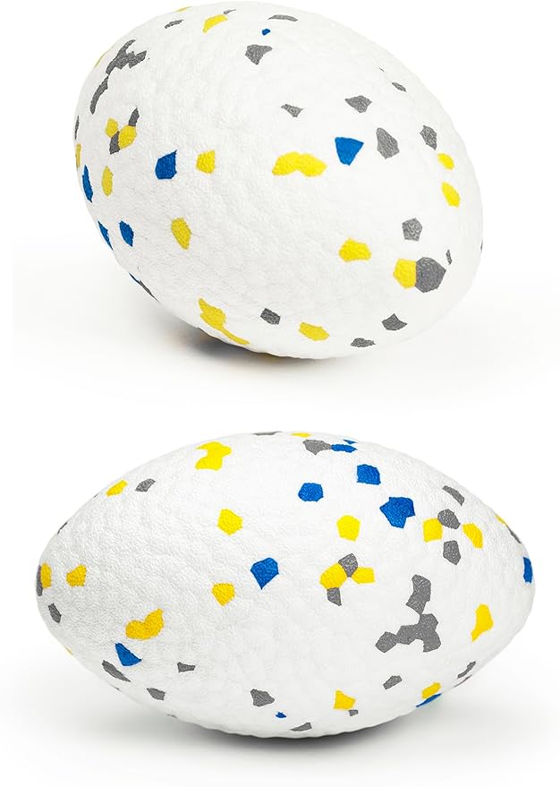 4.72" Indestructible Large Rugby Balls for Aggressive Chewers Durable Olive Bouncy Interactive Football Toy for Dogs Fetch Game Lightweight Floating Outdoor Training, White-PawvioPets