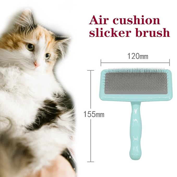 Air Cushion Slicker Brush for Dogs Cats,Soft Pin Shedding Brush for Short Haired Dog,Cat, Pet Grooming Wire Brush for Thin Curly Matted Tangled Hair,14mm(0.55"),Green-PawvioPets